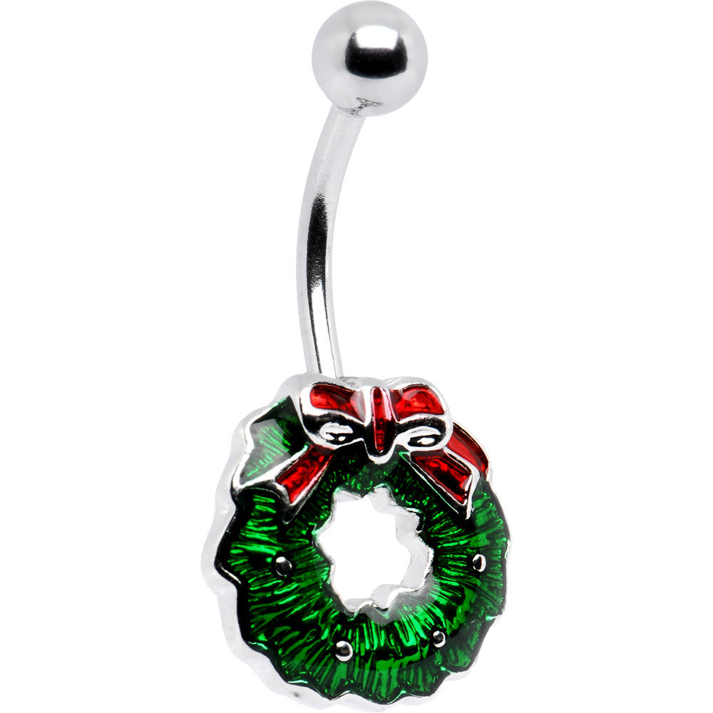 Holiday Christmas WREATH Belly Button Ring