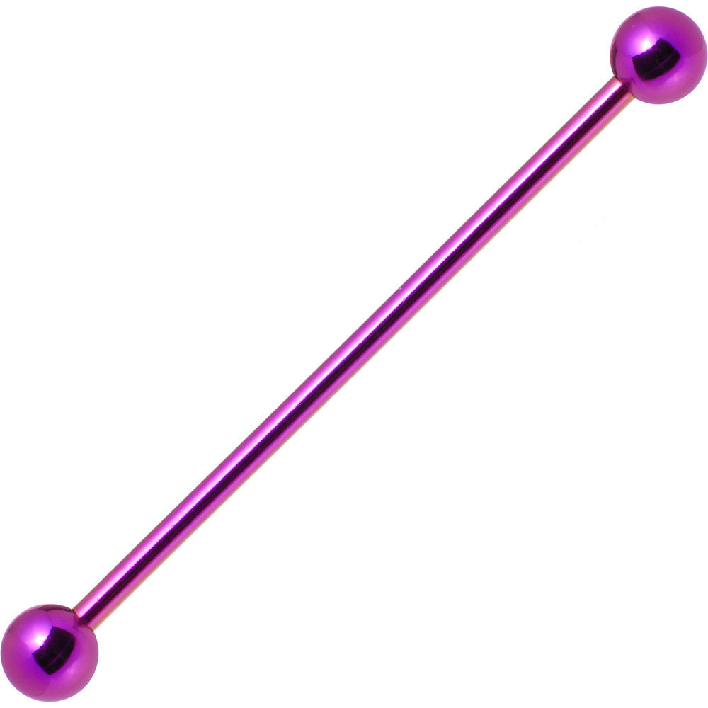 14G Purple Anodized Titanium Industrial Barbell Earring
