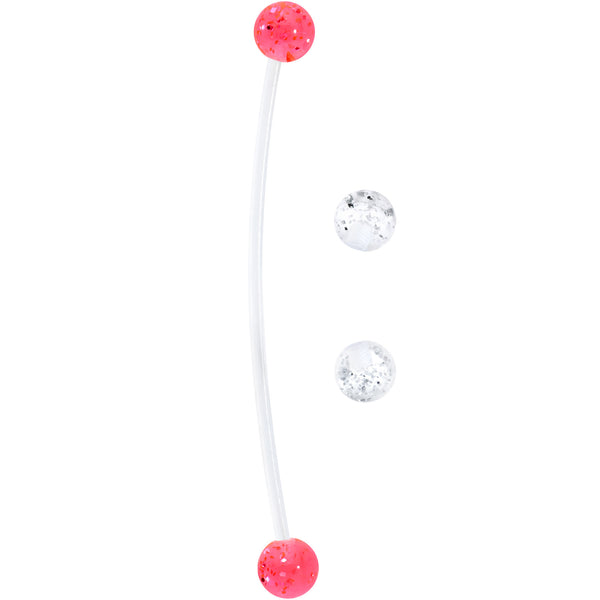 Pregnant Belly Button Ring Clear and Pink Glitter Pack Set