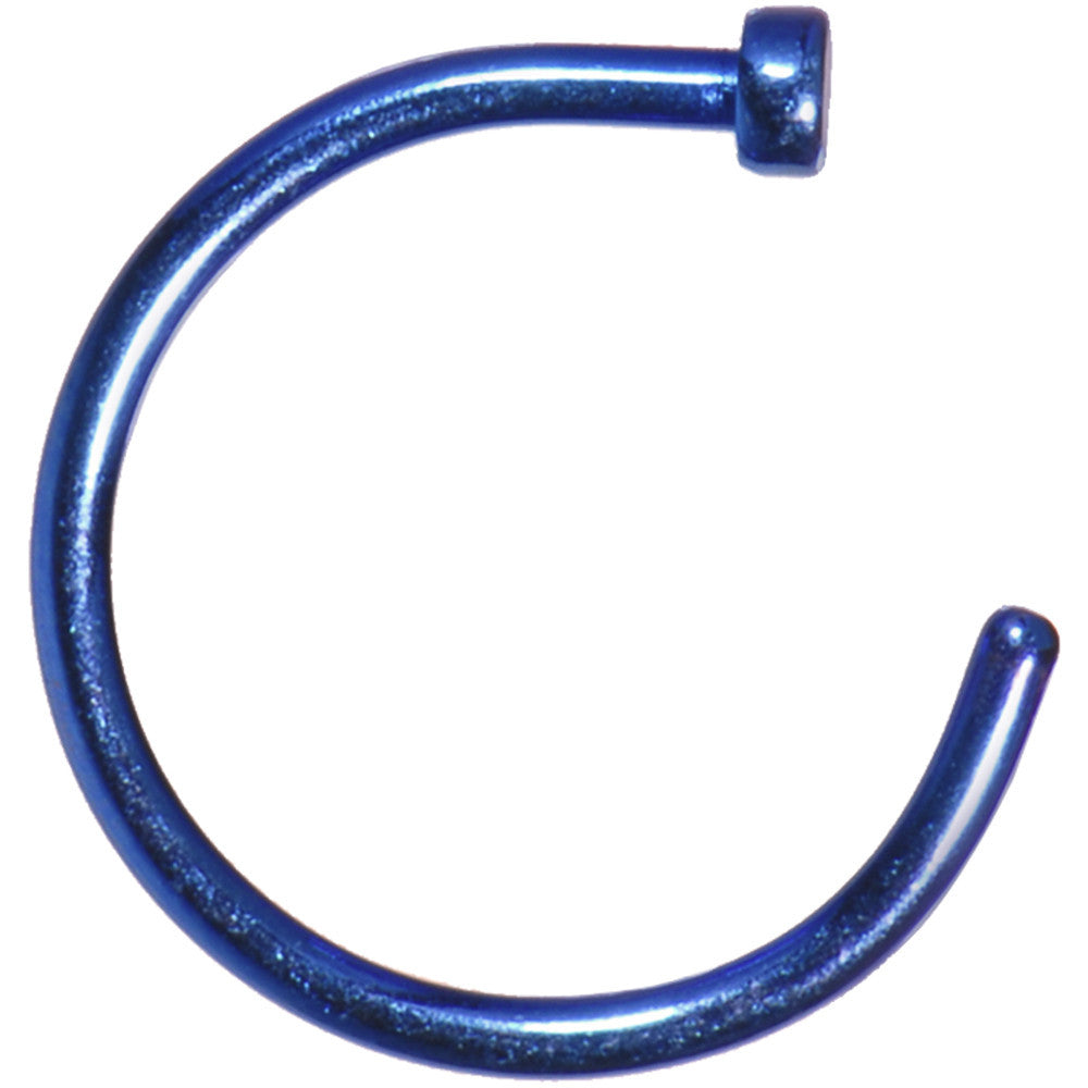 20G 3/8 Blue Anodized Titanium Nose Hoop