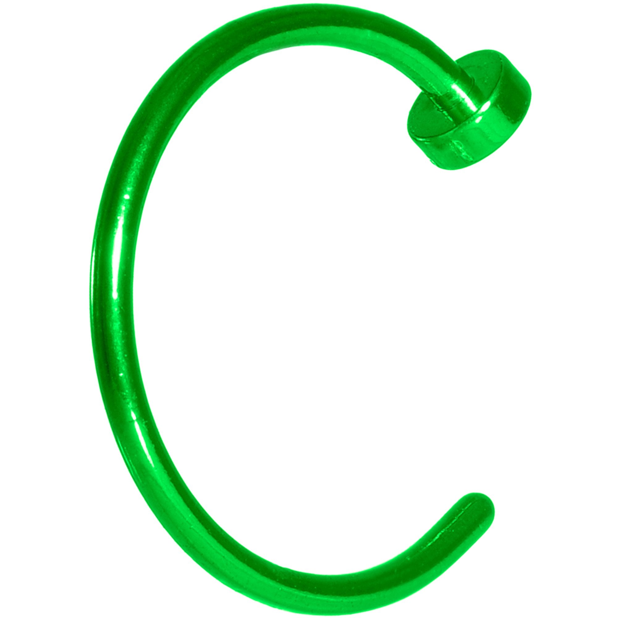 20G 3/8 Green Anodized Titanium Nose Hoop