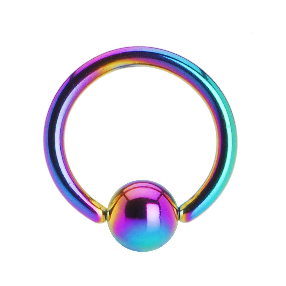 16 Gauge 5/16 Rainbow Anodized Titanium Ball Captive Ring