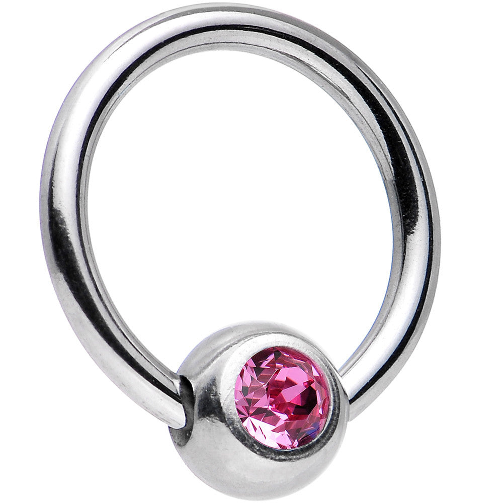 16 Gauge 5/16 Rose BCR Captive Ring Created with Crystals