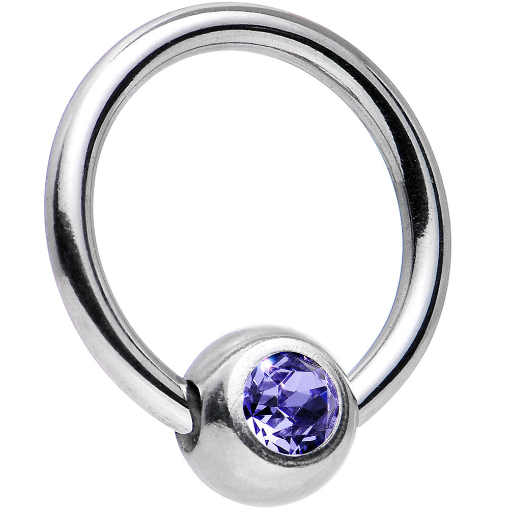 16 Gauge 5/16 Tanzanite Captive Ring Created with Crystals