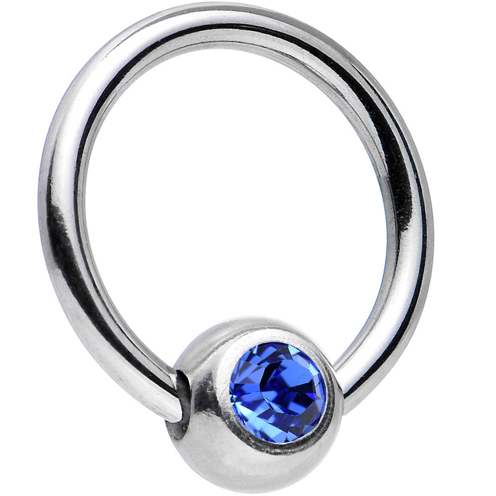 16 Gauge 5/16 Sapphire Captive Ring Created with Crystals