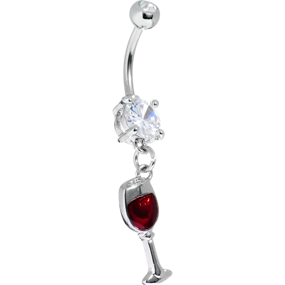 Red Wine Glass Belly Ring