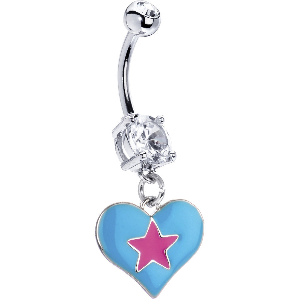 Blue-Pink Star Heart Belly Ring