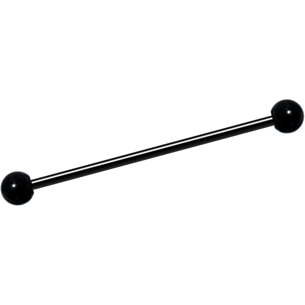14 Gauge Black Plated Titanium Industrial Barbell Earring