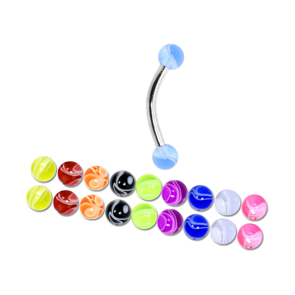 16G Multi Marble 10 Pair Interchangeable Eyebrow Pack Set