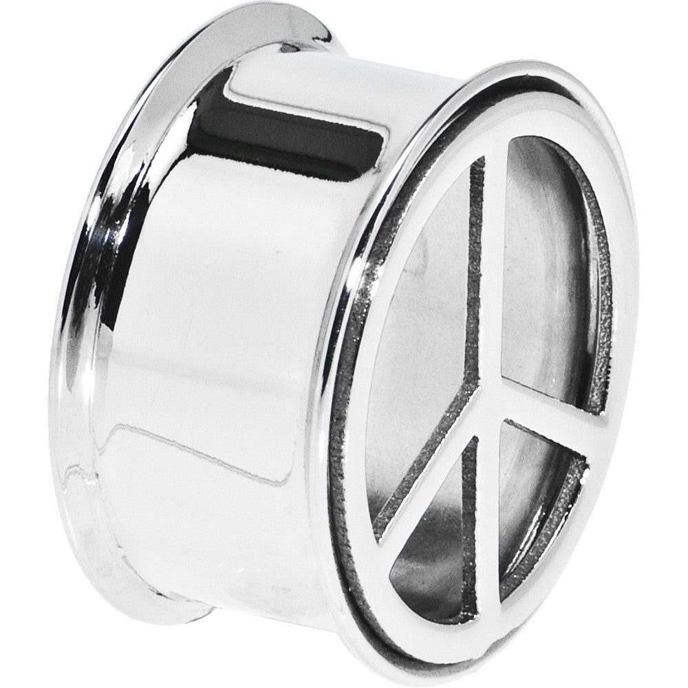 7/8 Stainless Steel Double Flare Peace Symbol Tunnel