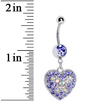 Love's Ascent Tanzanite Purple Butterfly Heart Dangle Belly Ring