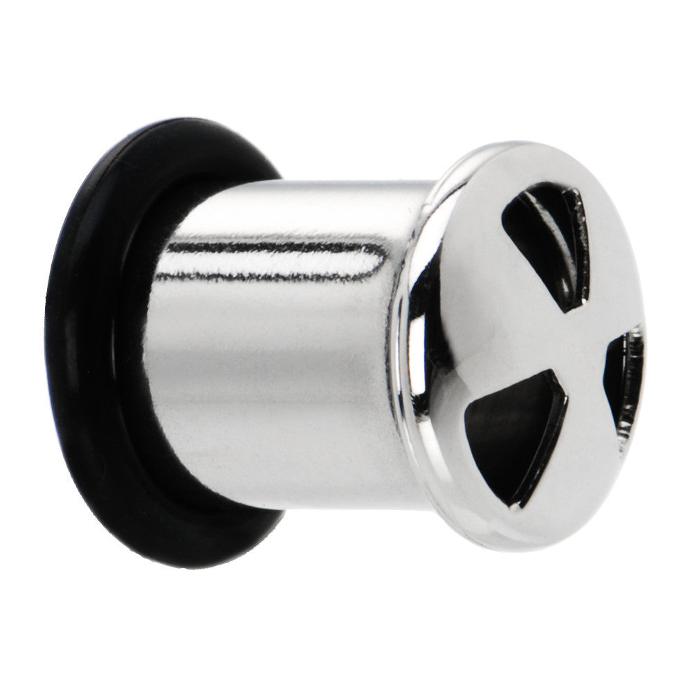 0G Stainless Steel Single Flare Biohazard Plug