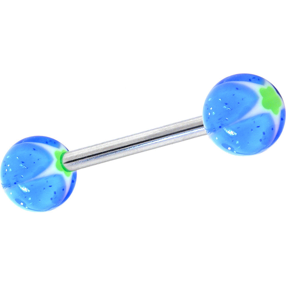 PSYCHEDELICH Aqua STAR Acrylic Barbell Tongue Ring