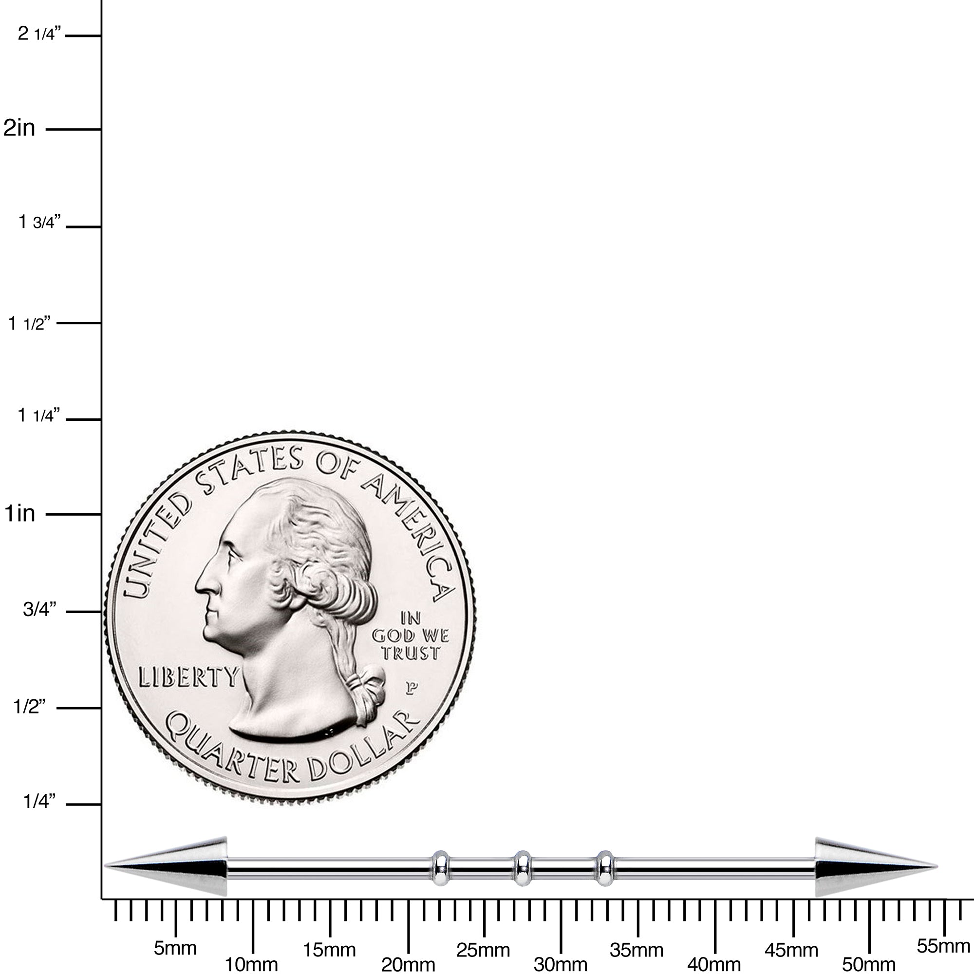 Surgical Steel Spiked Industrial Barbell Earring