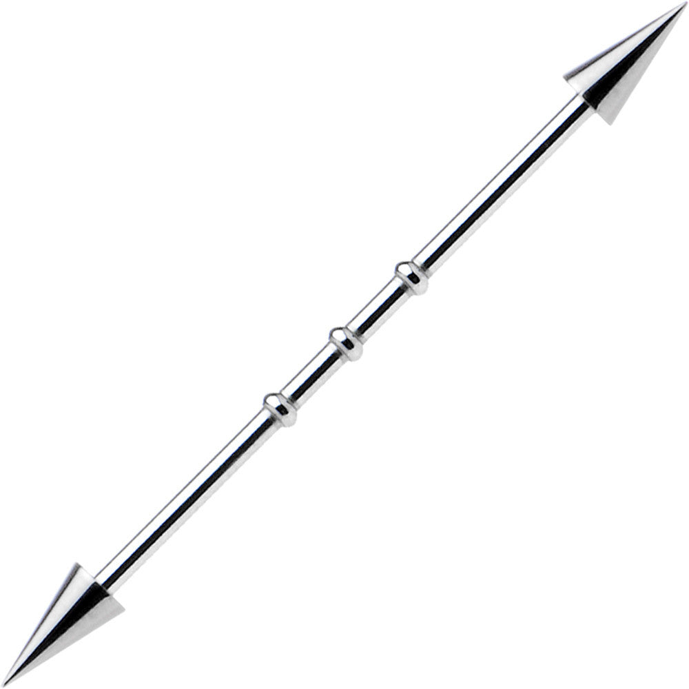 Surgical Steel Spiked Industrial Barbell Earring