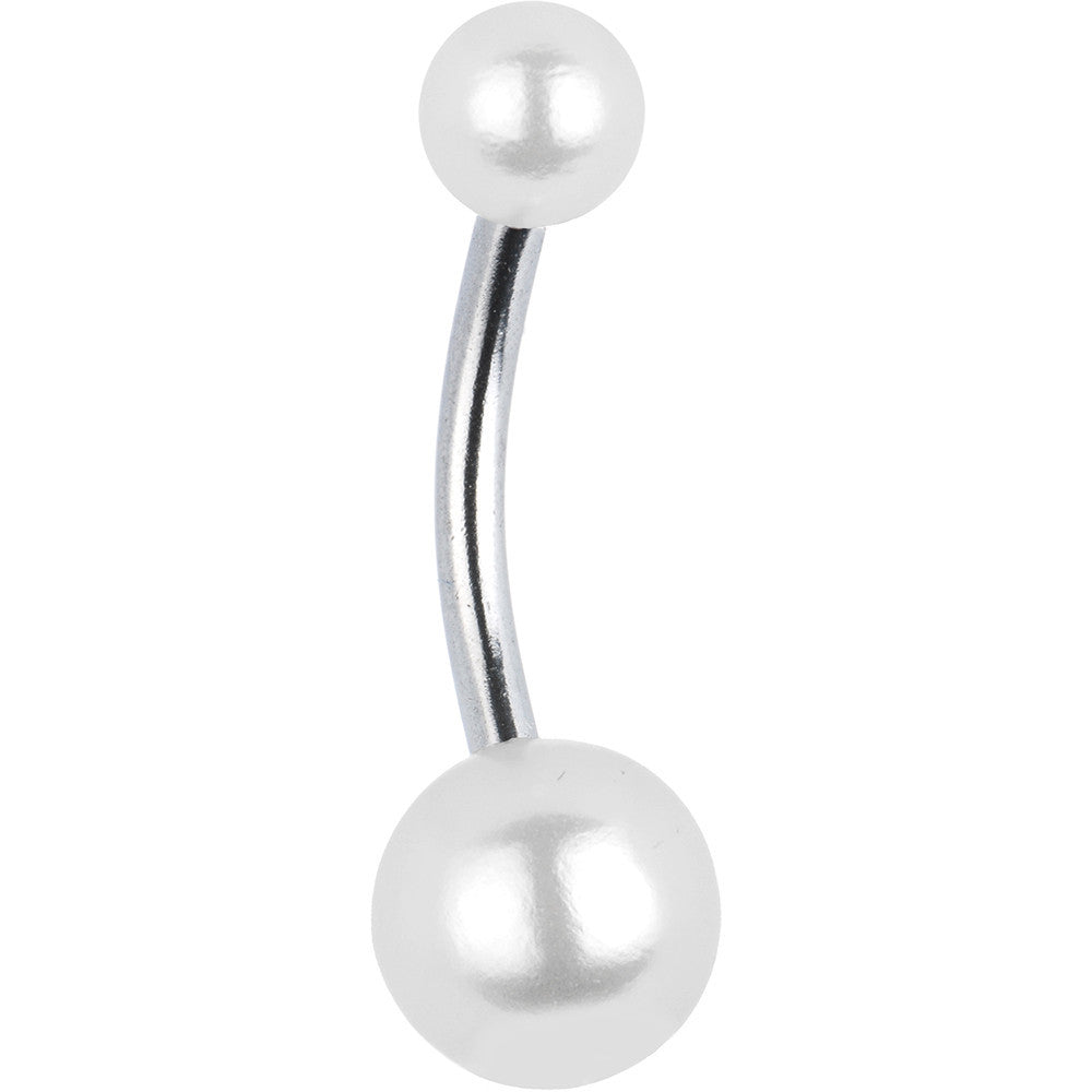 White Faux Pearl Belly Ring