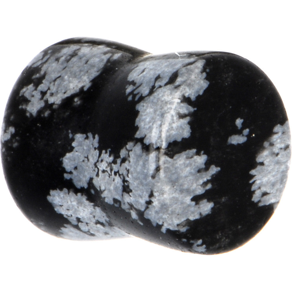 0 Gauge Obsidian Snowflake Natural Stone Saddle Plug Set