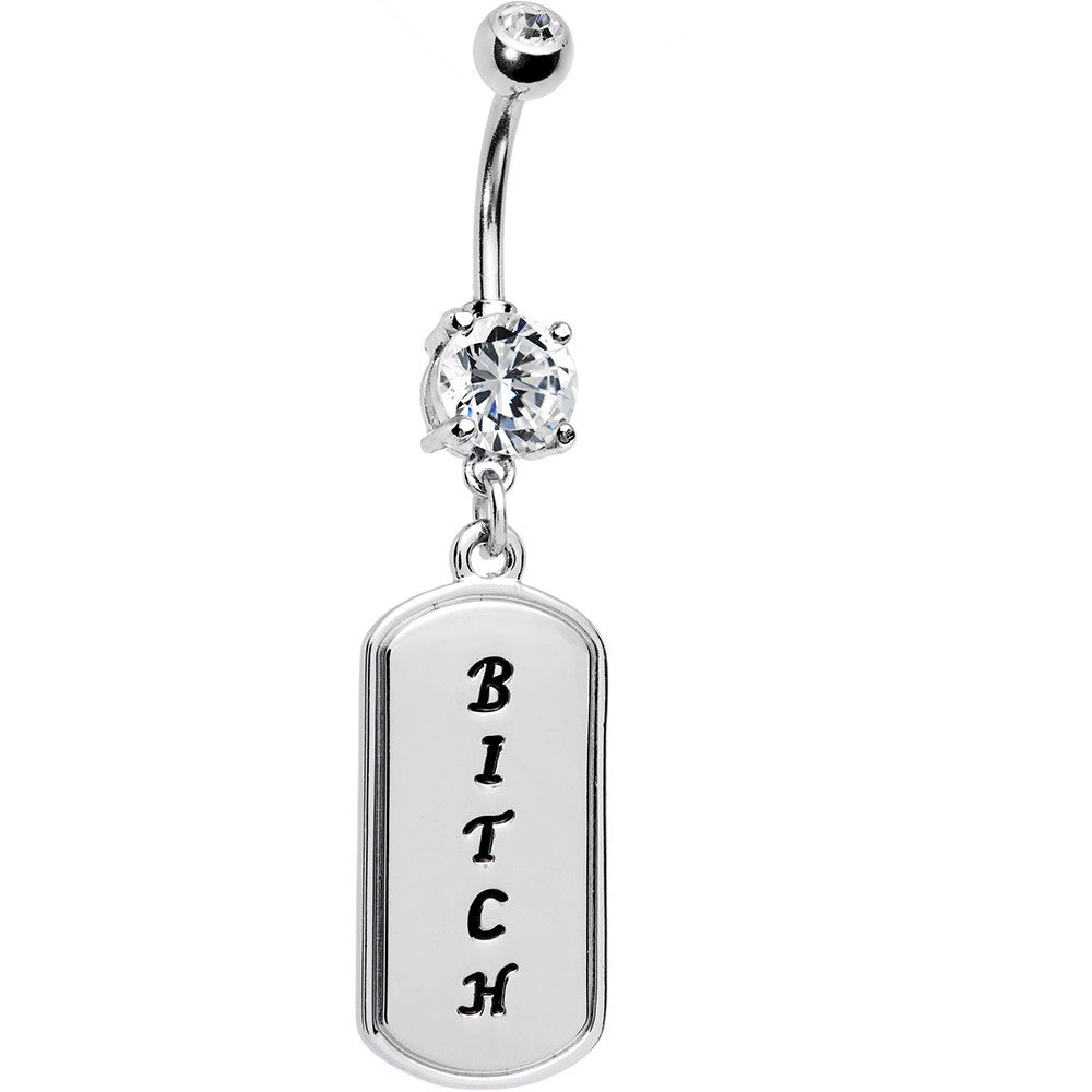 Silver Bitch Dog Tag Belly Ring