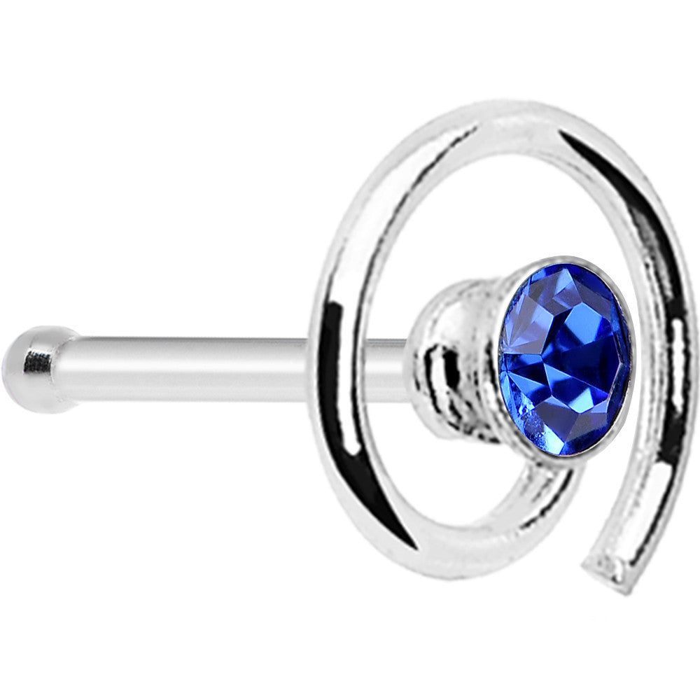925 Silver Swirl Sapphire Nose Bone Created with Crystals