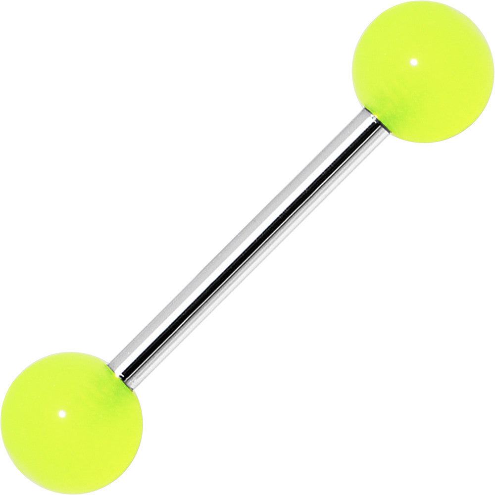 Neon Green Glow in the Dark Acrylic Ball Barbell Tongue Ring