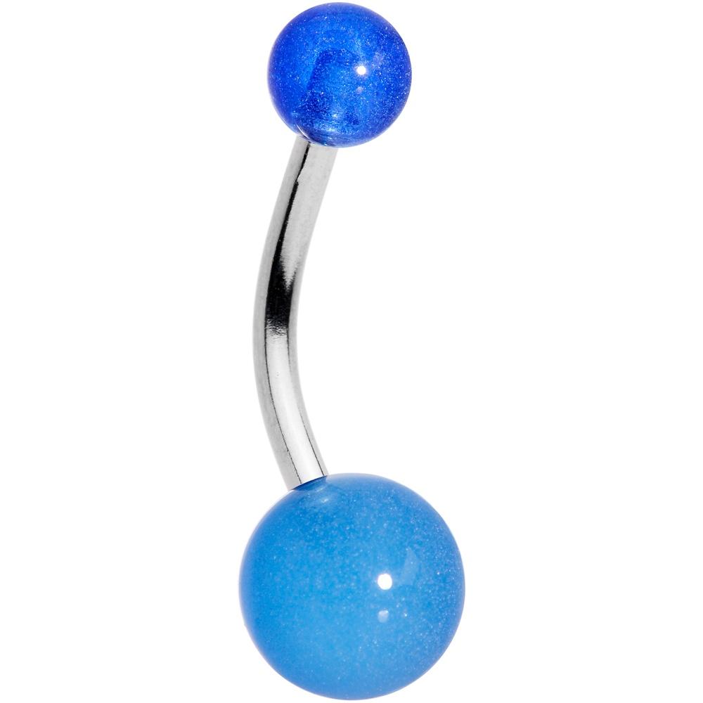 Bold Blue Acylic Ball Belly Button Ring