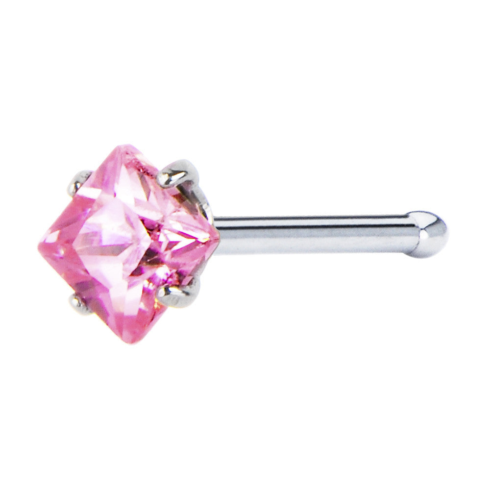20 Gauge Pink Diamond Cubic Zirconia Nose Bone