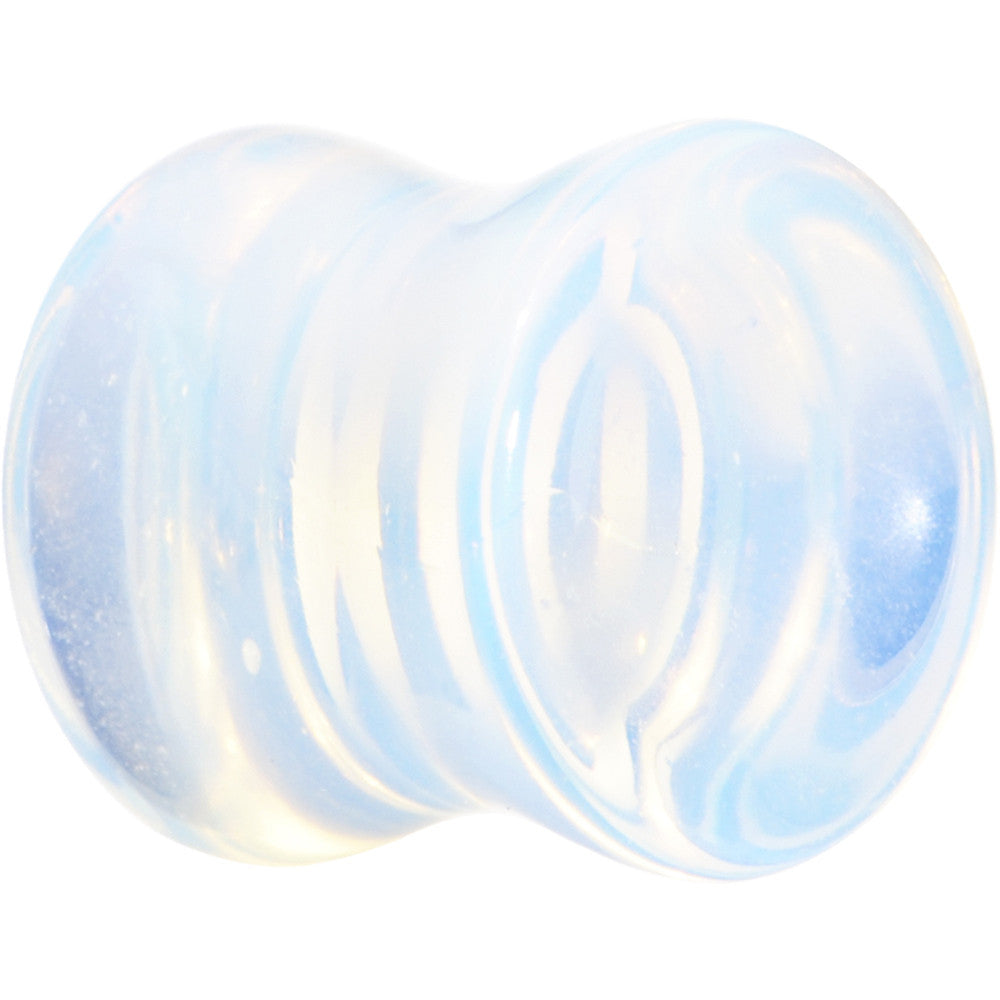 Par Of Natural Ranbow Whte Moonstone Handmade Double Flared Ear