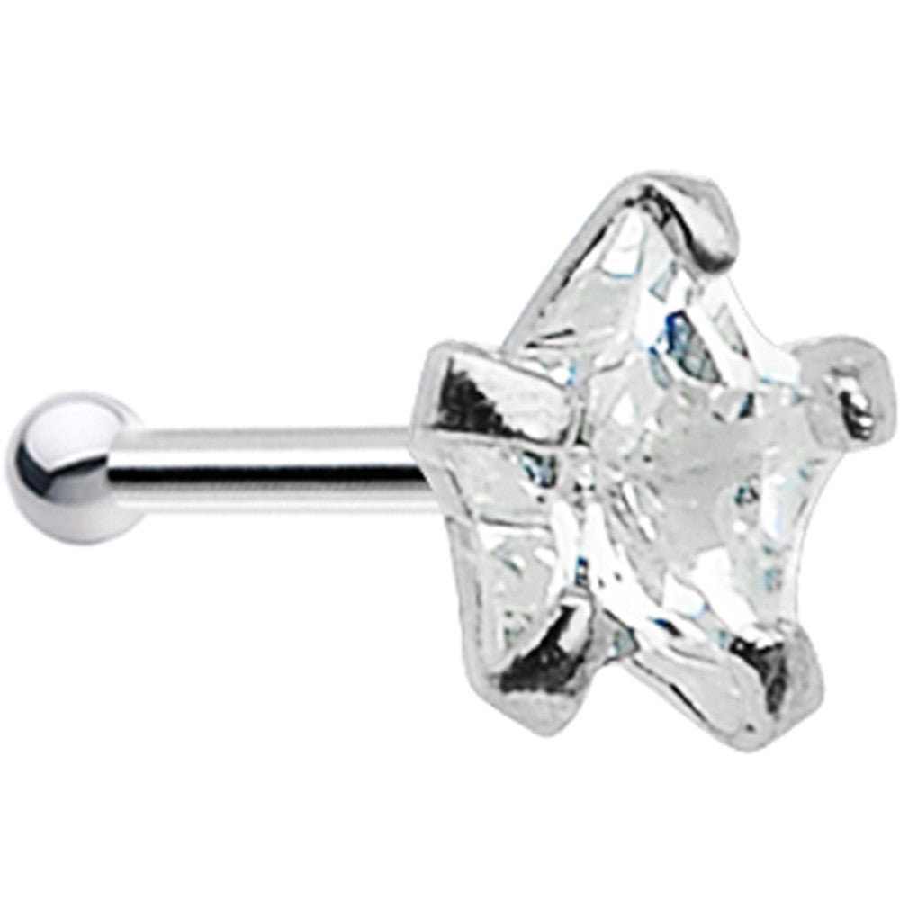 925 Silver Clear 3mm CZ Star Nose Bone Created with Crystals