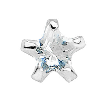 925 Silver Clear 3mm CZ Star Nose Bone Created with Crystals