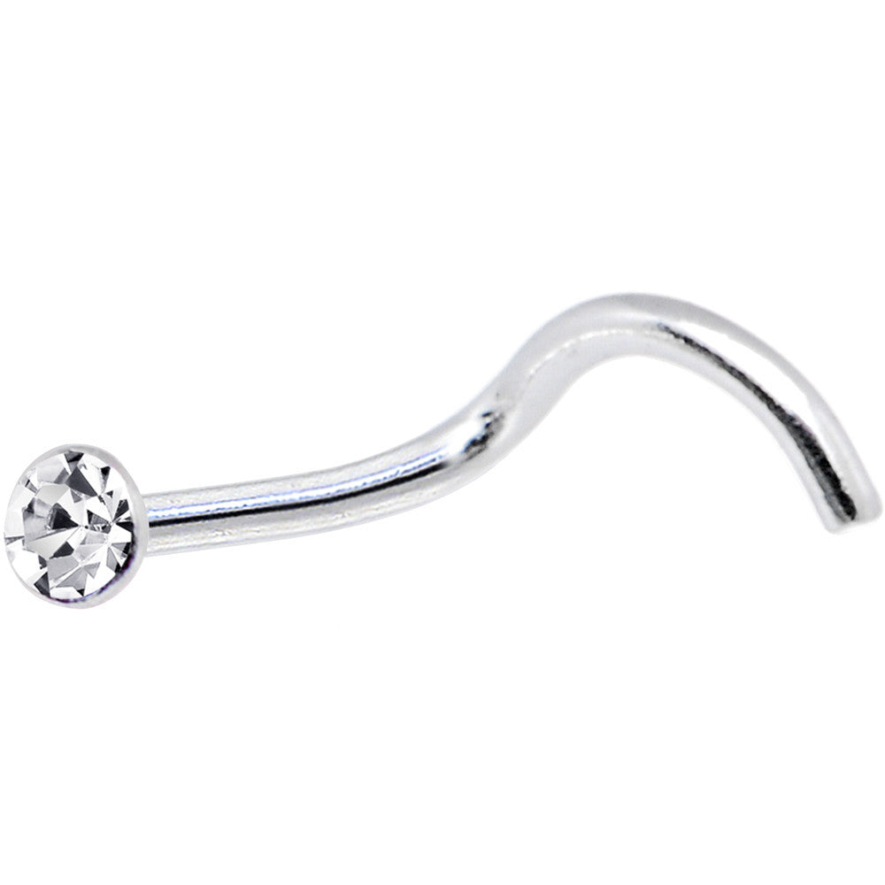 Sterling Silver 1.4mm Clear Nose Ring Created with Crystals