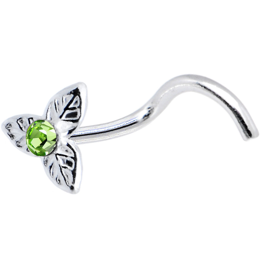 925 Peridot 3 Petal Flower Nose Ring Created with Crystals