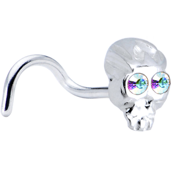 Sterling Silver Aurora Skull Nose Ring Created with Crystals