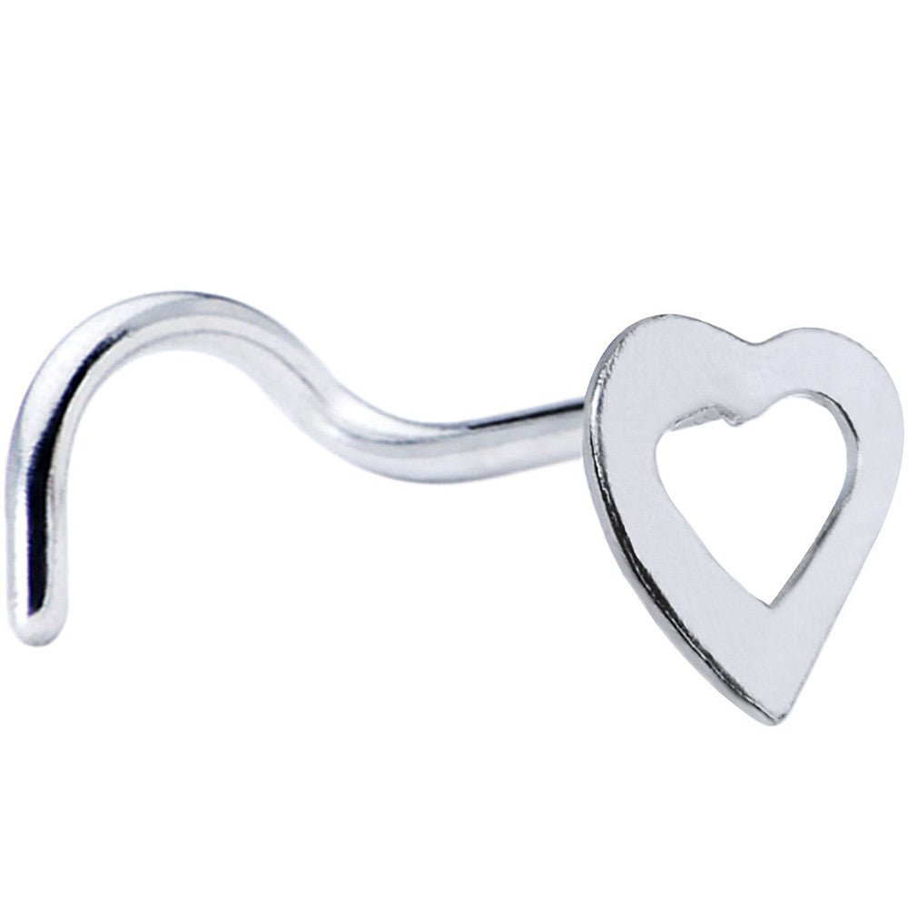Sterling Silver Hollow Heart Nose Ring