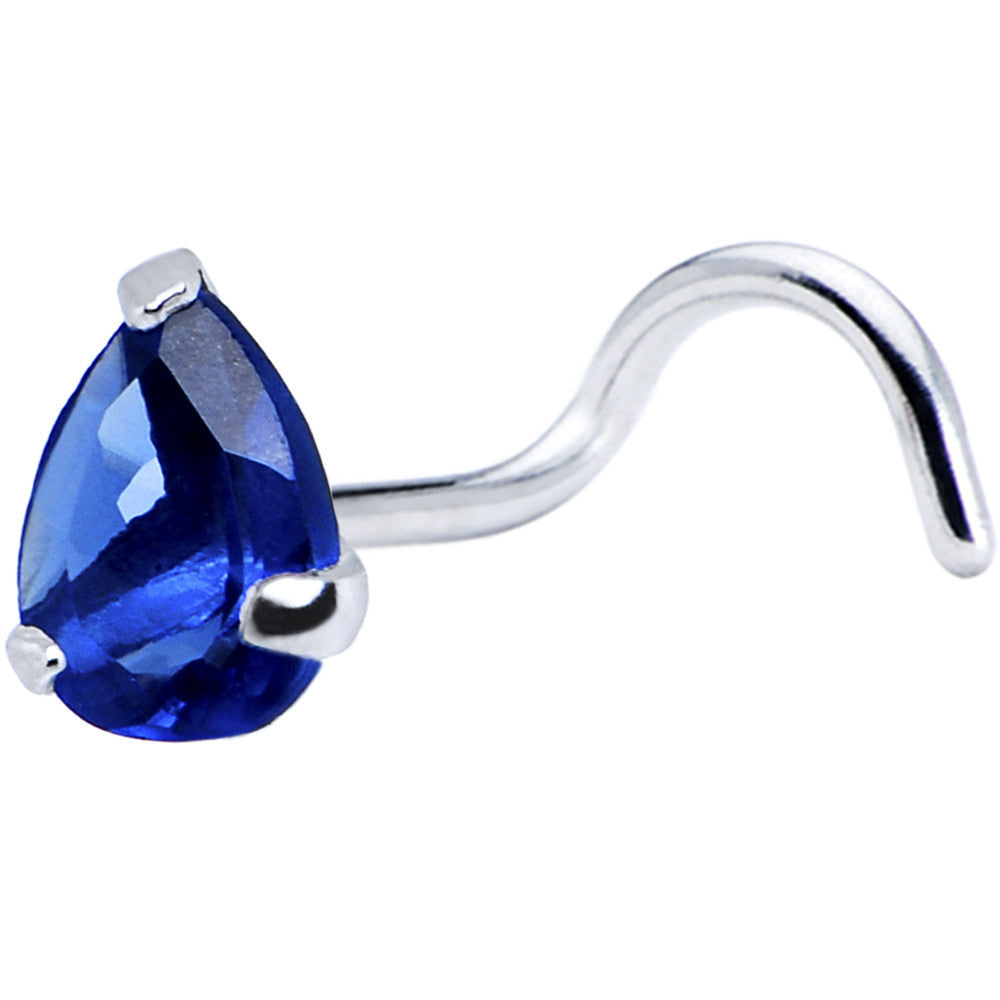 925 Sapphire 3mm CZ Teardrop Nose Ring Created with Crystals