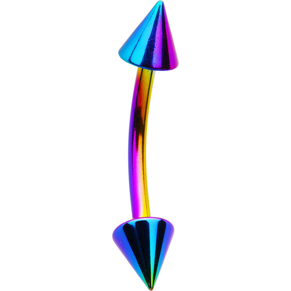 Rainbow Anodized Titanium Cone Eyebrow Ring