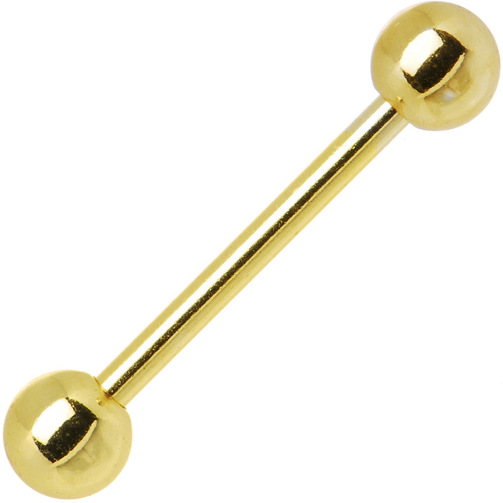 Gold Electro Titanium Barbell Tongue Ring