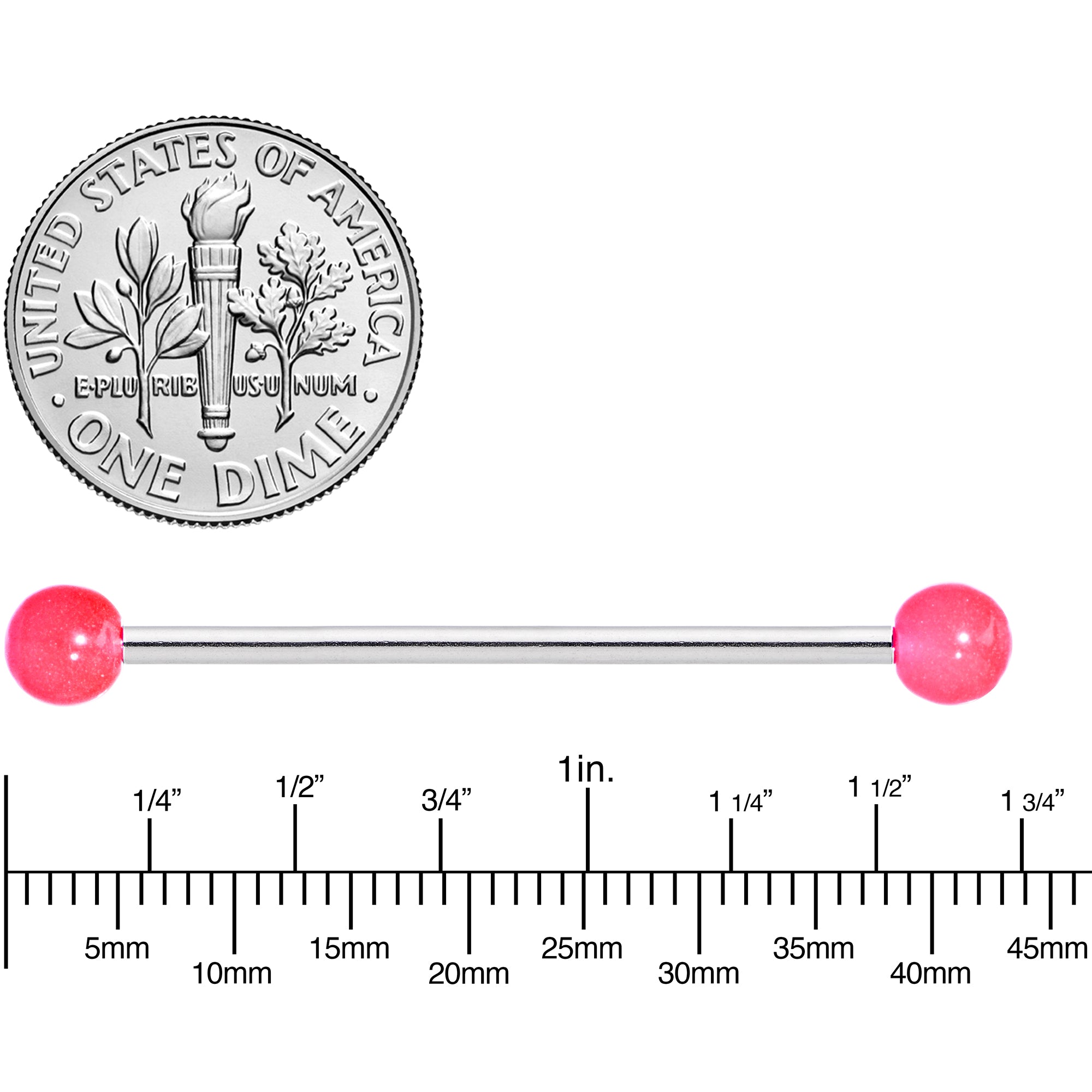 Pink Glow in the Dark Industrial Barbell 31mm