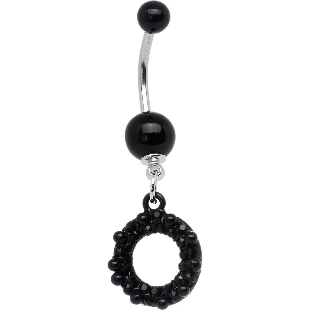 Black Faux Pearl Pave Wreath Belly Ring