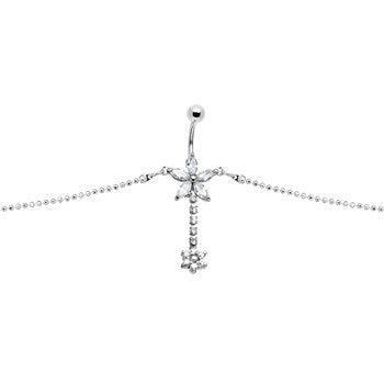 Clear Gem Floweret Flower Belly Chain