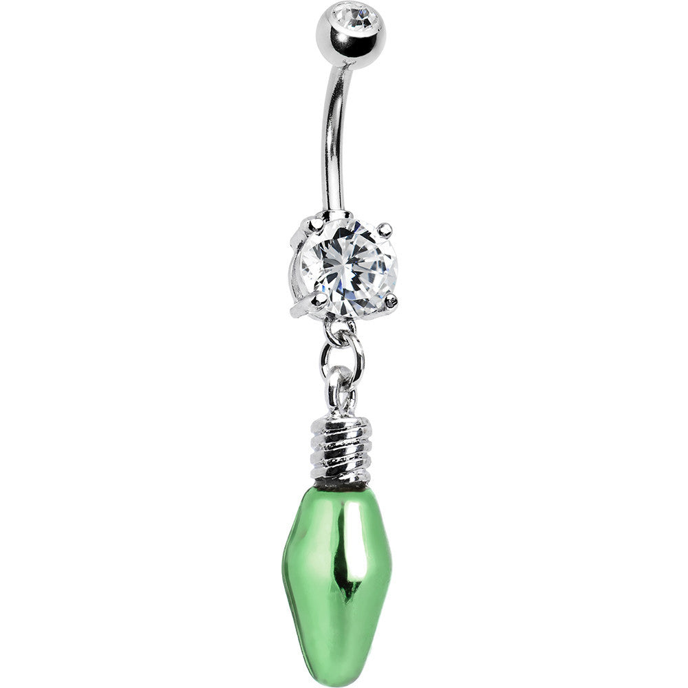 Green Holiday Light Double Gem Belly Ring