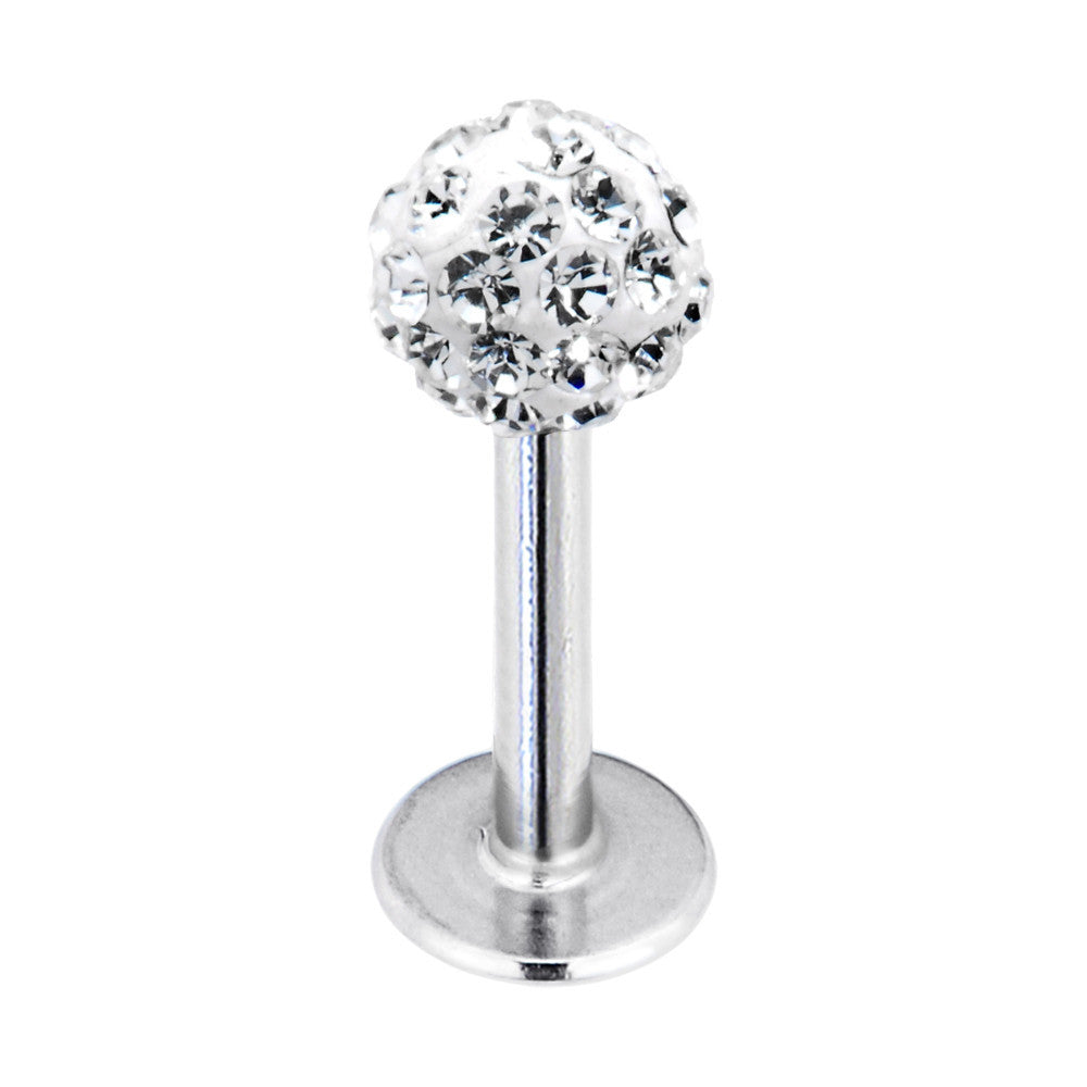 16G Clear Ferido Ball Labret Created with Crystals