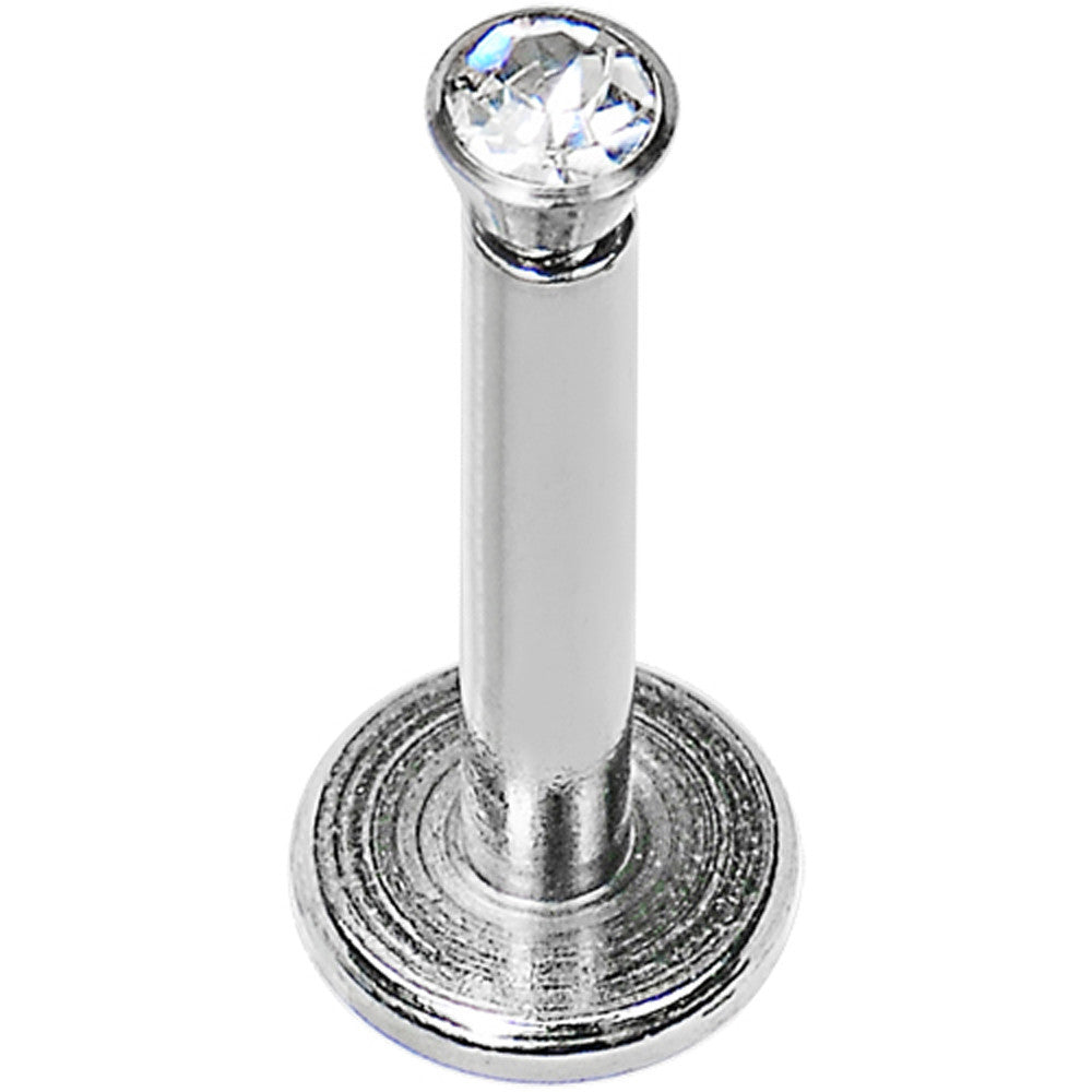 16G Clear 2mm Gem Internally Threaded Labret Monroe Tragus