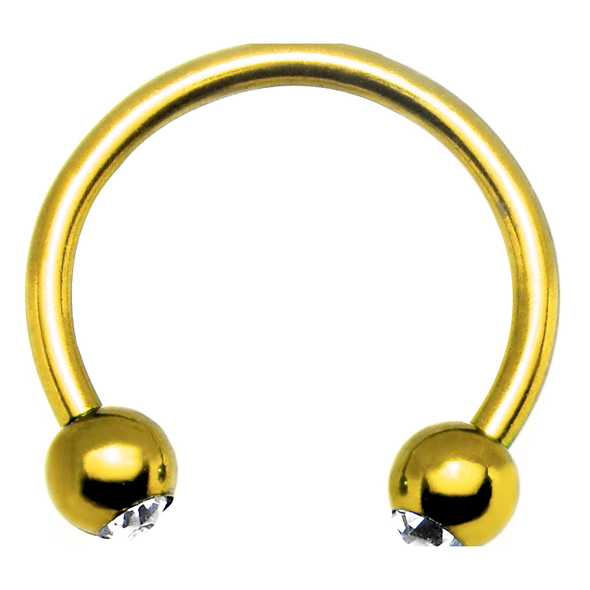 16G 5/16 Clear Gem Gold Tone Anodized Horseshoe Circular Barbell