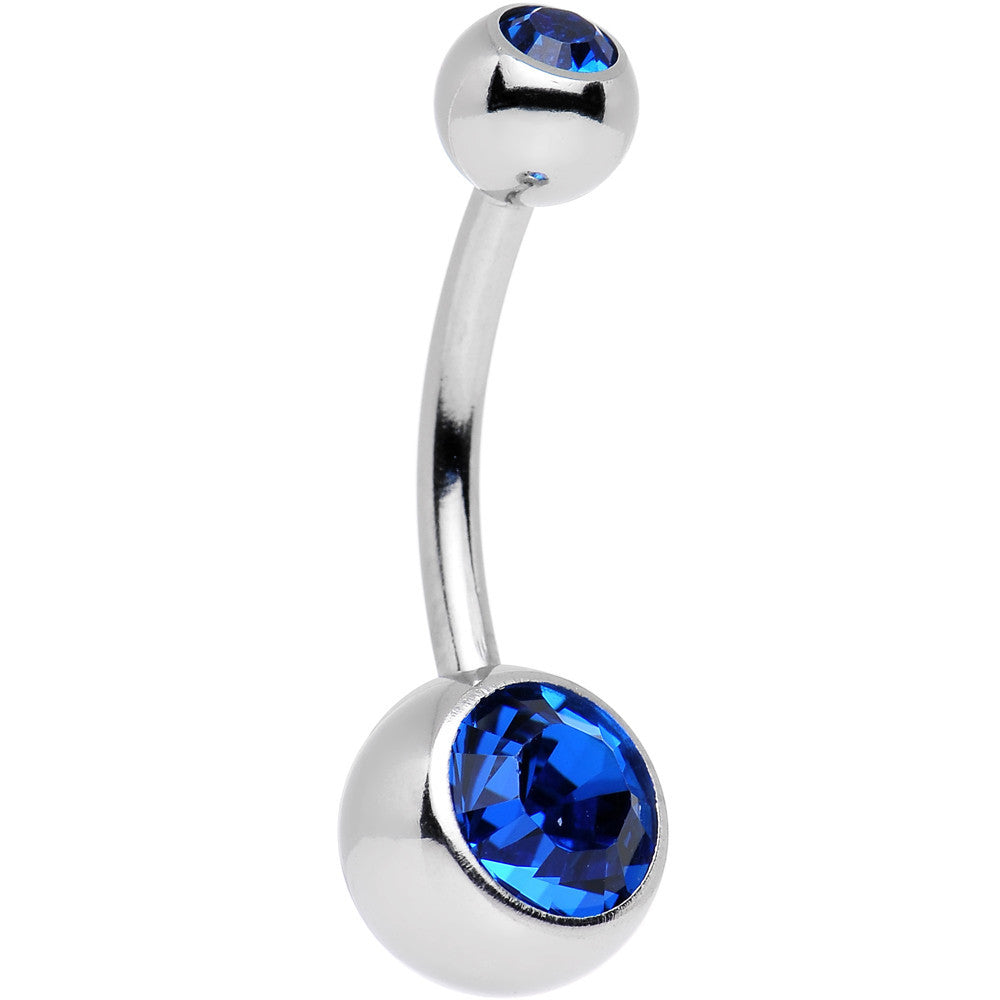 Capri Blue Double Gem Belly Ring Created with Crystals