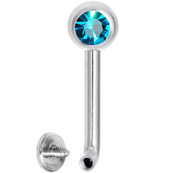 14G 5mm Zircon Blue Gem Vertical Hood Piercing -3/8 2mm Rise