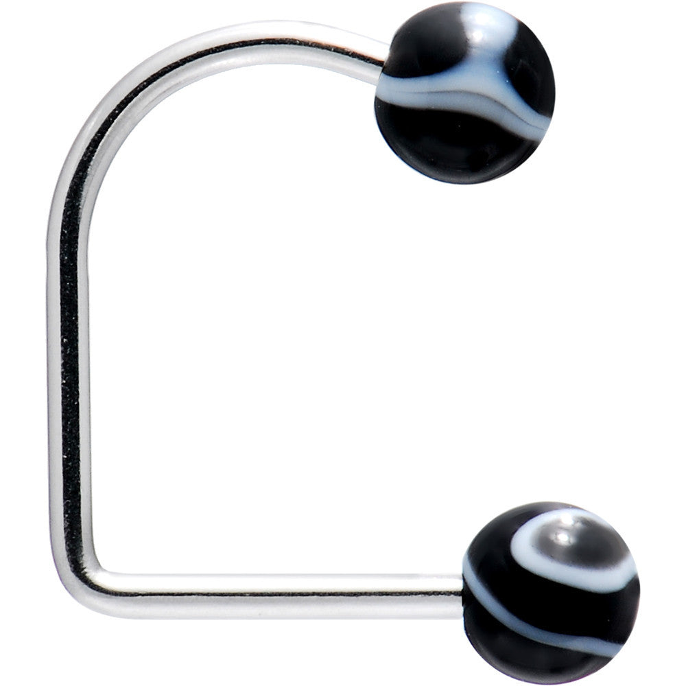 16 Gauge Black Acrylic Marble Ball Lippy Loop Labret