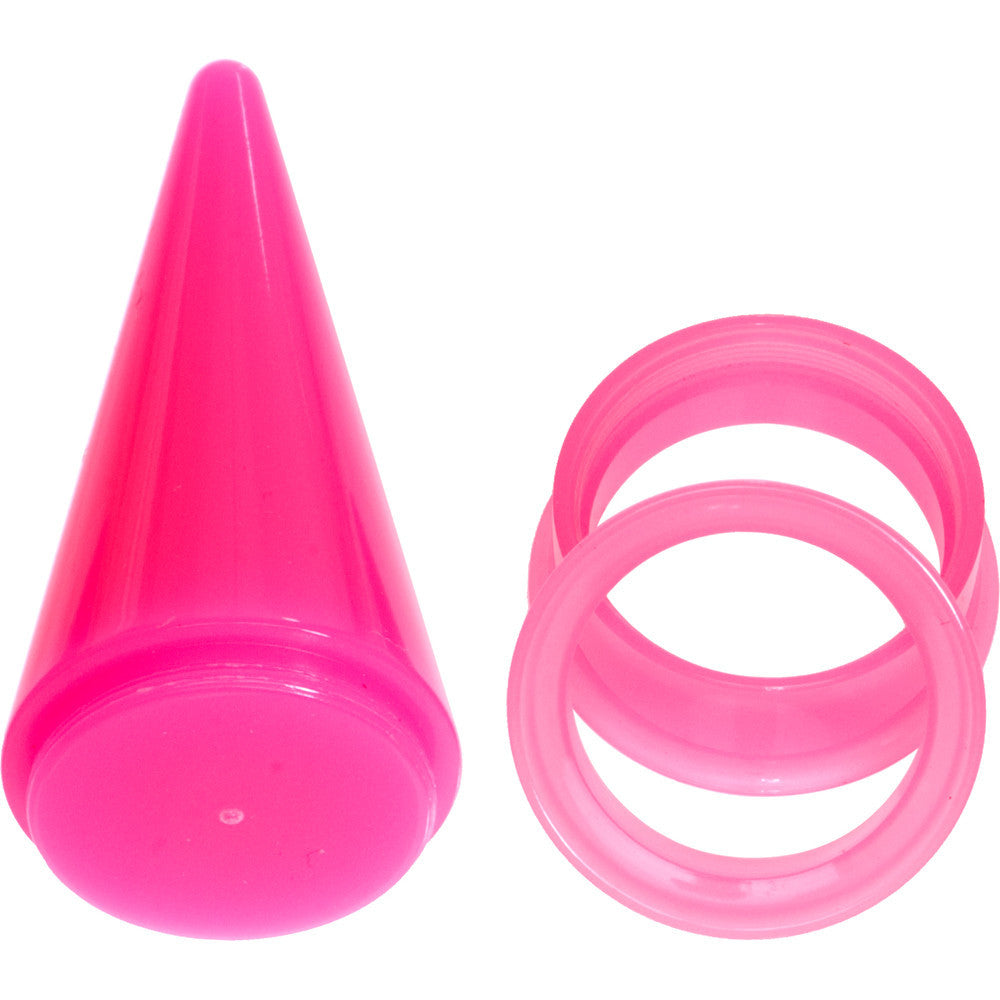 20mm Pink 2-in1 Acrylic Screw Fit Interchangeable Plug Tunnel