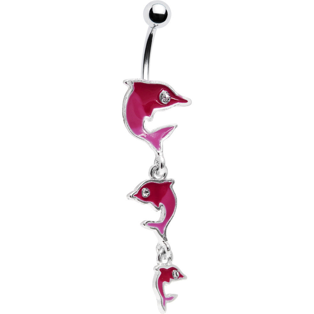 Make a Splash Pink Dolphin Belly Ring