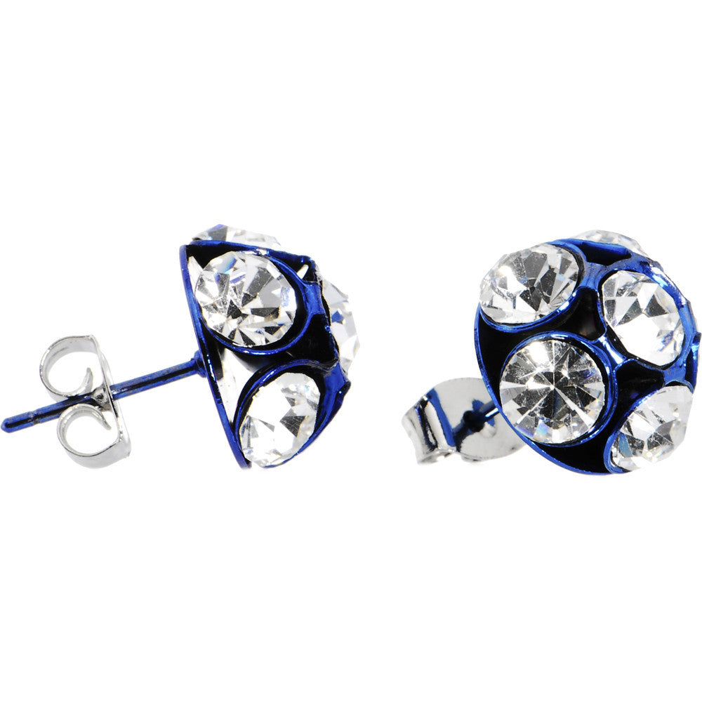 Blue Ball Gem Stud Earrings