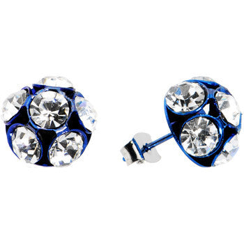 Blue Ball Gem Stud Earrings